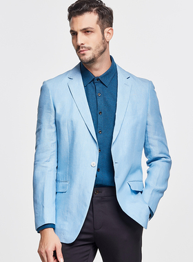【全麻便西服】吉家春夏男士薄款半里衬亚麻便西装麻料西服外套