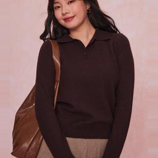 美丽诺羊毛翻领纽扣上衣春秋冬莫兰迪FW2415全码 34三思大码 女装