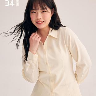全码 上衣衬衫 SS2504大码 女装 正肩棉显瘦百搭 34三思收腰衬衫 长袖