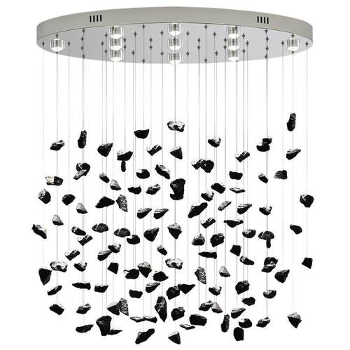 后现代黑色石头餐厅吊灯长方形展厅玄关设计师艺术创意吧台灯