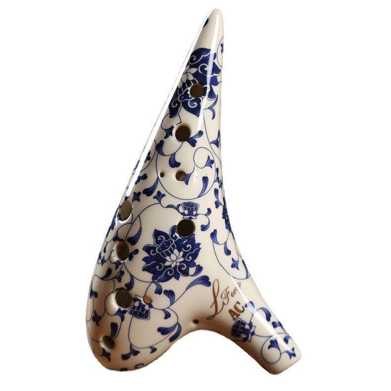 青花陶笛12孔七件套乐器十二孔afAG调陶笛中音C调高音SCSFSG