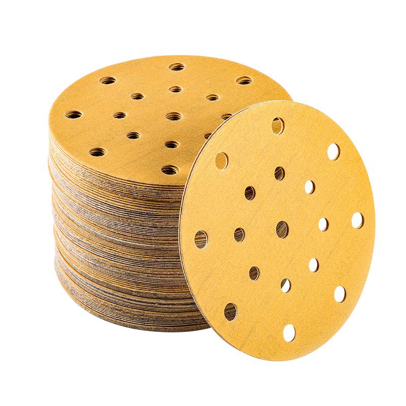 2面6U盘植绒砂圆纸6寸1磨7孔汽车腻子漆打磨6英寸17吸尘干砂纸