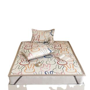 冰藤席夏季冰丝凉席三件套裸睡可水洗折叠空调软席子竹席草席