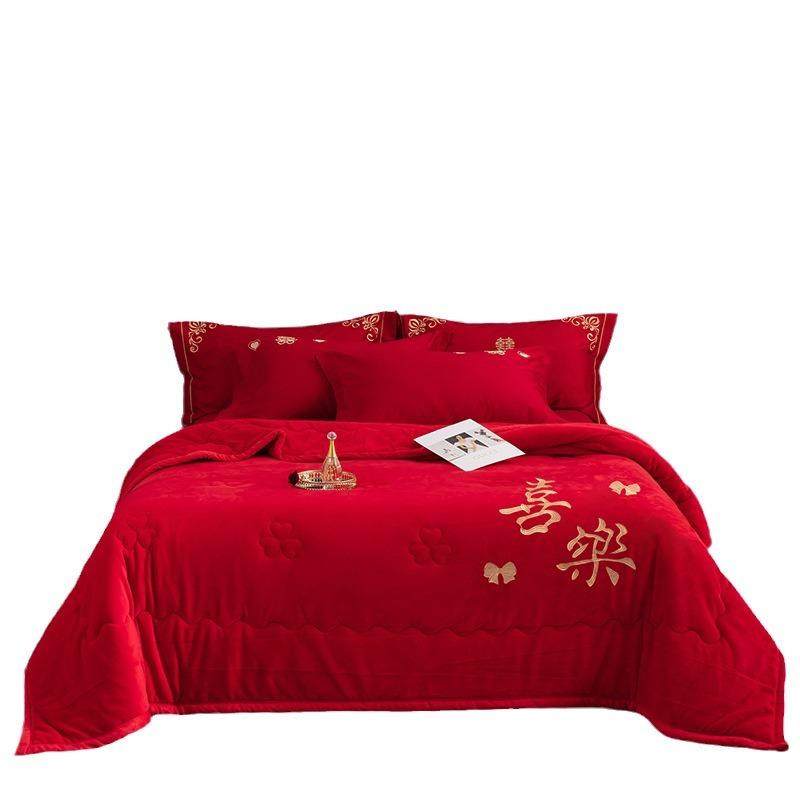 结婚大红色刺绣毛毯新婚盖毯红被子婚庆女方陪嫁送礼喜庆三层绒毯,床上用品,休闲毯/毛毯/绒毯,淘宝优惠券,粉丝福利购,淘宝优惠卷