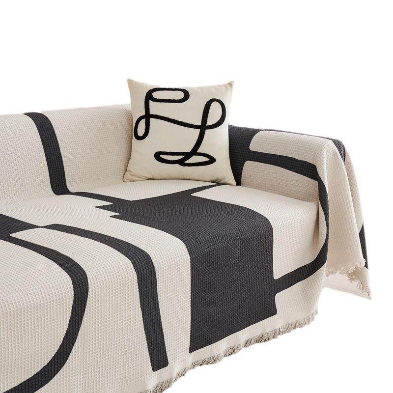 数码印花几何现代棉麻棉线华夫格沙发巾沙发垫四季通用沙发盖布,居家布艺,沙发套,淘宝优惠券,粉丝福利购,淘宝优惠卷