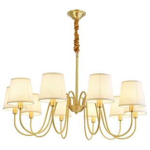 美式 现代简约主卧餐厅中山灯具 全铜客厅吊灯轻奢布艺奶油风格