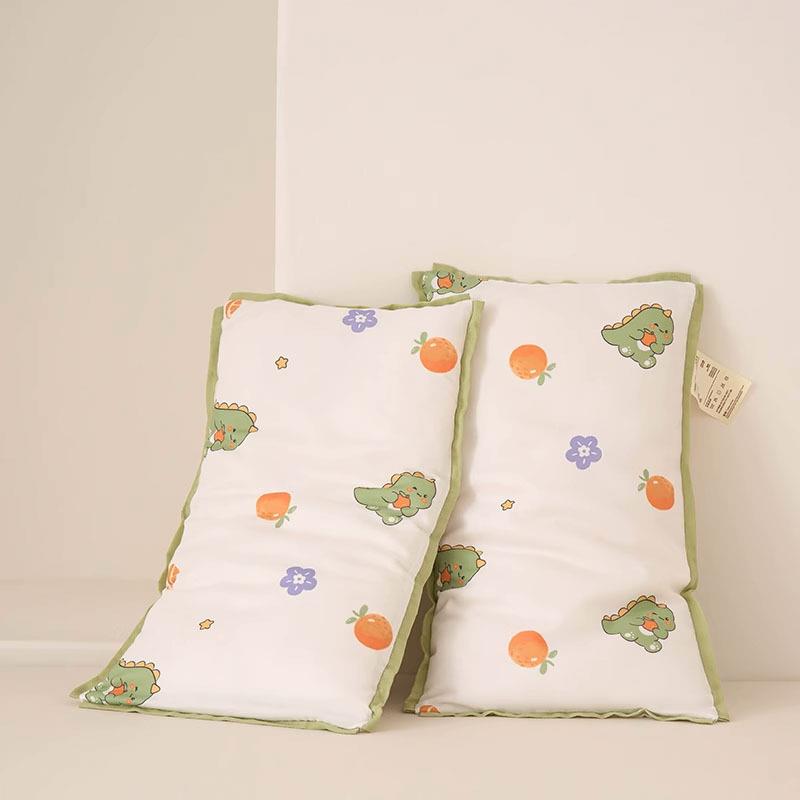 RY纯棉童双下层纱儿棉花枕小枕头枕枕芯6岁以宝宝低枕一对装
