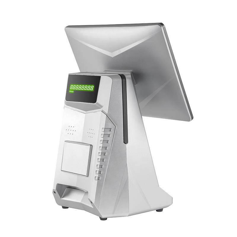 餐饮快消便利店商用结算设备台式58mm80mm热敏打印双屏收银一体机