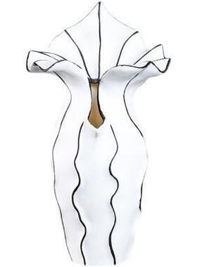 现代极简抽象摆设创意树脂线条花器摆件客厅样板间书房桌面装饰品