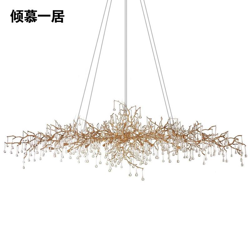 美式水晶灯全树灯餐厅灯卧枝室厅灯酒店工程铜创意款灯客具