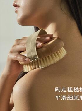 P66D浴见干刷身刷体猪鬃毛DZA柄沐浴洗沐澡刷子洗澡搓背刷浴刷短