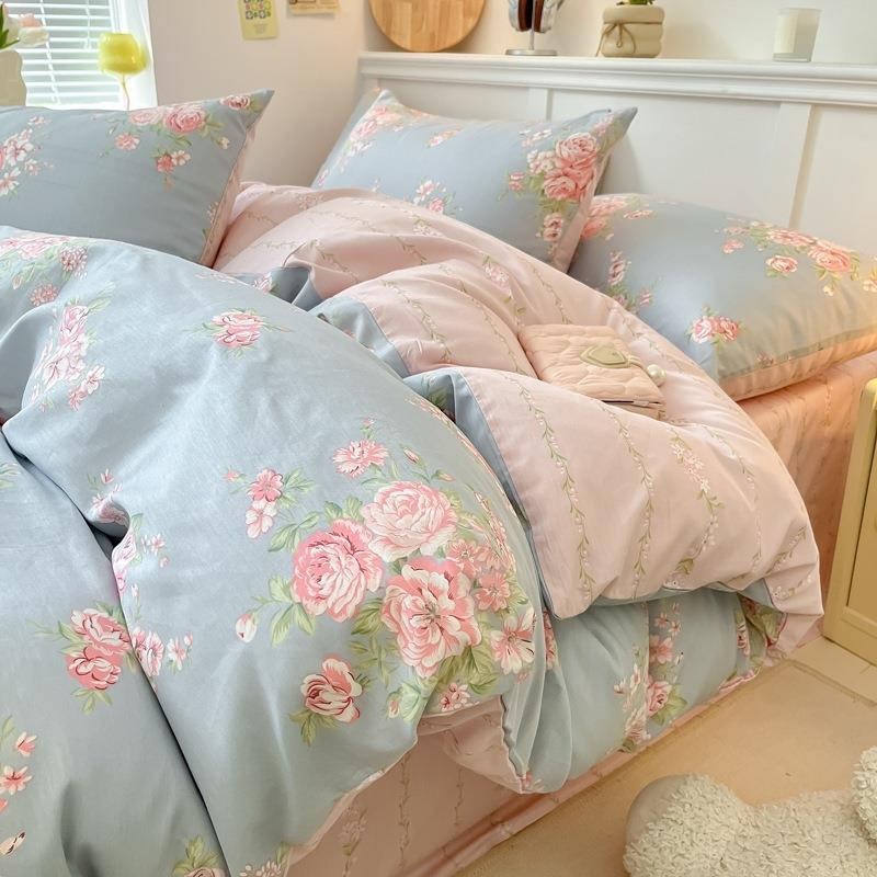 棉儿童上件2Pp3N7ky套全100纯棉被套罩床单床卡通学生宿舍床笠款