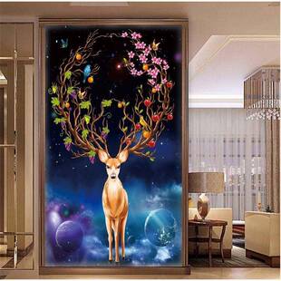 点新款钻石画满钻梦幻小鹿客餐tb_57165厅发财麋鹿玄关欧式小幅字