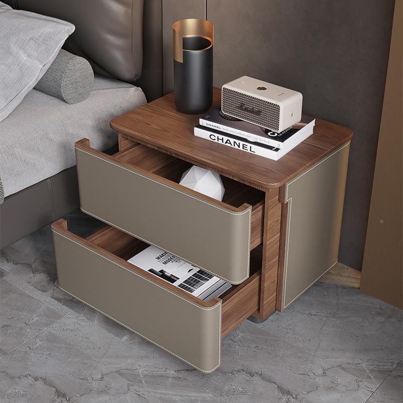 极师床头简柜现代家用设计实木收纳柜SJ-D902新款卧室边床柜马鞍