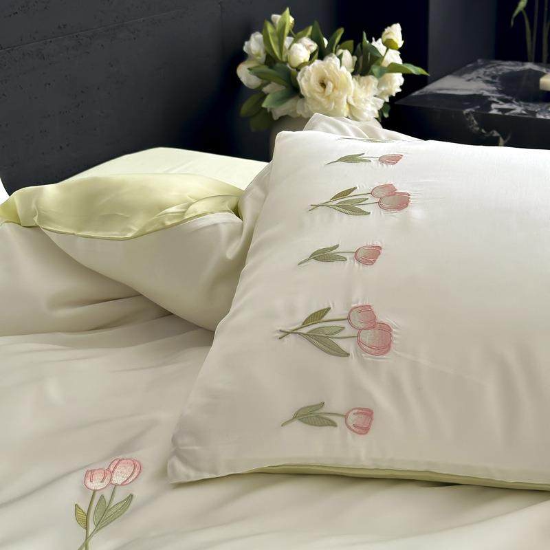 千金范~YSY郁香花卉绣6天0支兰精丝四刺件套金夏季凉爽冰丝床单床