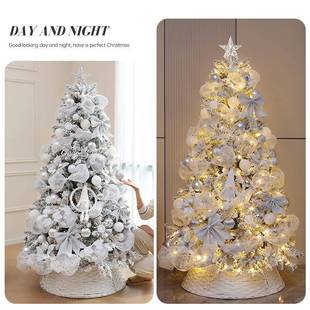 大型家圣用发光仿真加密白色落雪植树厂套餐诞圣诞树套节装绒饰摆