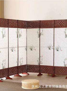 中式屏风隔断家客厅OUX工室遮挡折叠卧移动屏风布艺环保用田园手