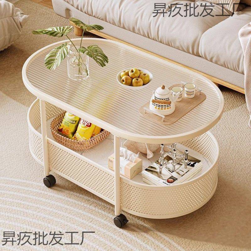 HBR奶油小户型客侧厅可移动边几简沙发边柜卧室风约现代带轮