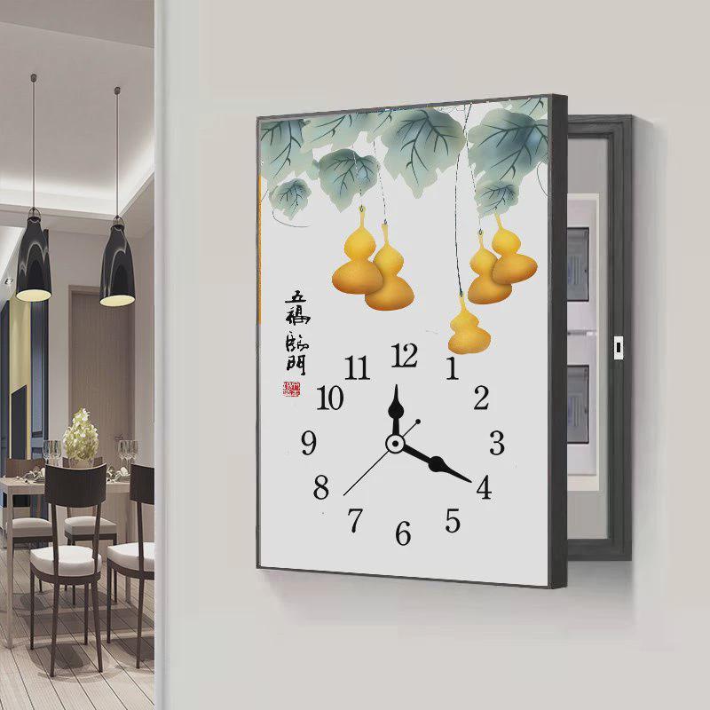 电表客箱装饰画带钟表挡现代简约竖厅款BQ863933免打孔遮配电箱电