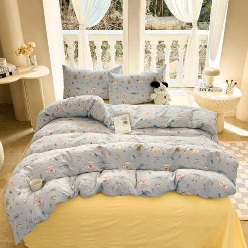 新云提花双层款纱被绵套四件套柔舒适感床单床笠JLL款床品学生三