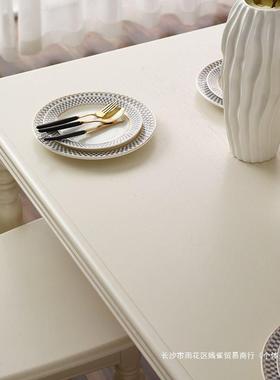 美组LUA式轻奢乡村白色田用园法式奶油风全实木餐桌家小户餐型桌