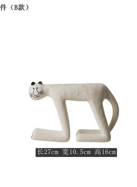 现代白色陶大脚虎摆件样瓷间儿211202-4板童房客厅艺创意工品软装