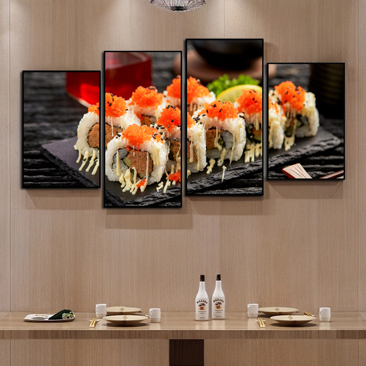 日式寿司料理店装饰画三文鱼餐厅挂画寿司店包间墙壁画寿司卷挂画