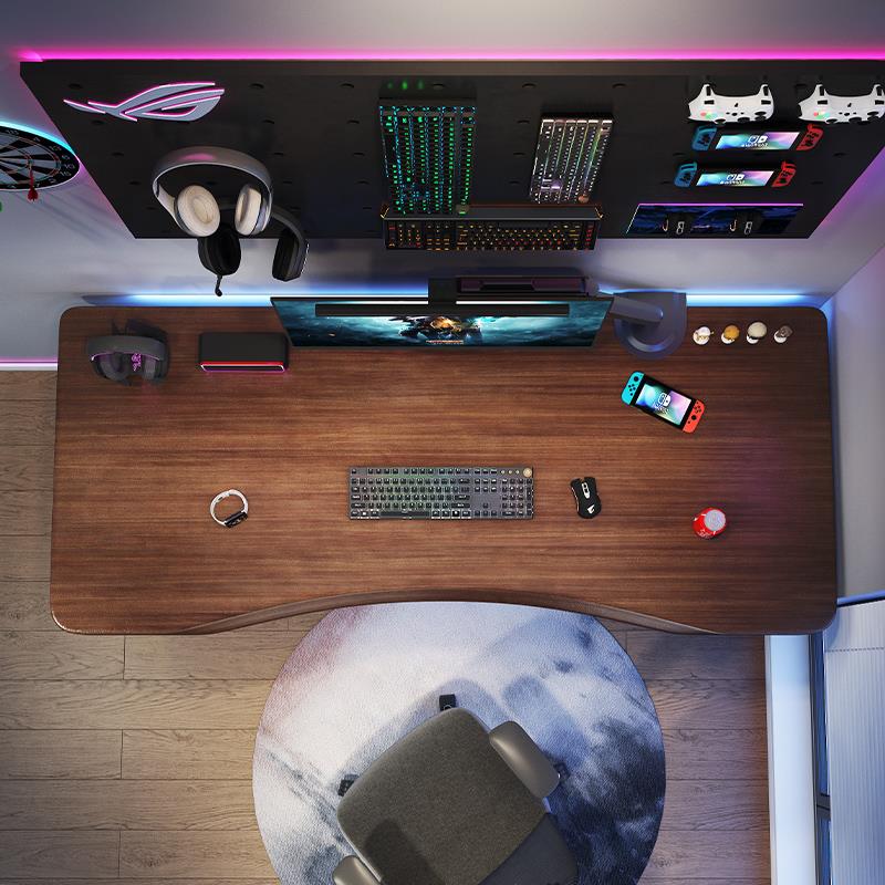 桌实木电脑台式F77S8JS5家用电竞桌写字工作卧公台办桌简约现代轻