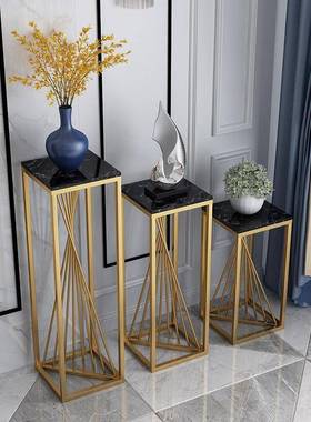 大理石室内约家用绿萝装铁艺花盆办架公室大厅饰植ZF-04256物简花