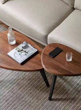 无品牌/不规简则低茶几约现代小边户型黑胡桃大小茶高几组合创意