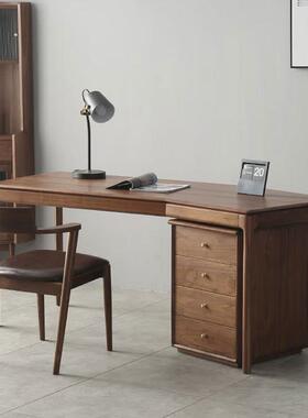 北美黑胡电桃木全实木办转公桌写字台樱桃木角脑HTB书桌