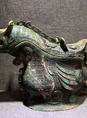商代后仿古青铜器分酒器做xiaozun旧工期艺品觥摆件妇好兽酒樽型