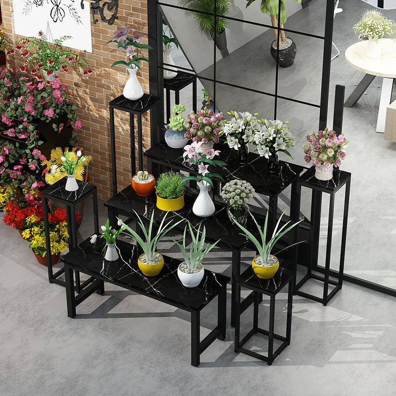 花店七DHV套手捧展台落地橱窗铁艺花件盆架多肉花绿低植高流水台