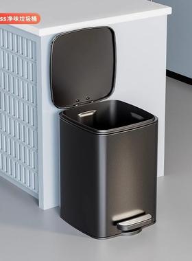 厨房垃圾UEF锈家不钢客厅脚用踏式卫生间厕所脚桶踩带盖黑色大容