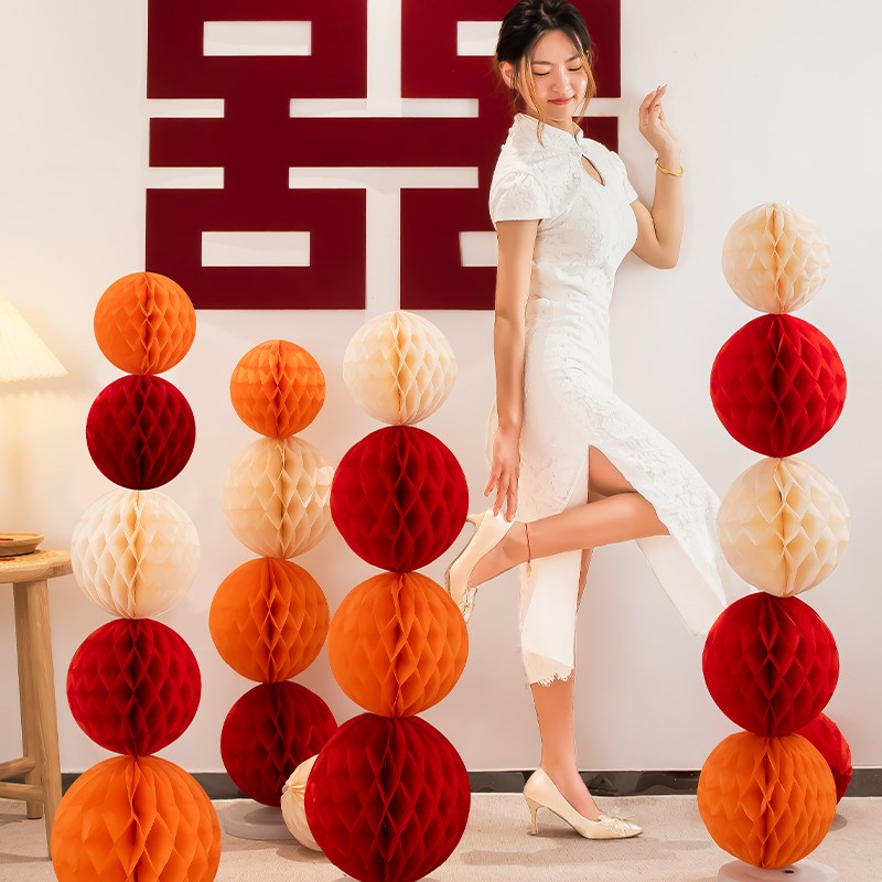 速发婚卧布置套装窝房室蜂方球立柱支架新房客厅结婚装饰