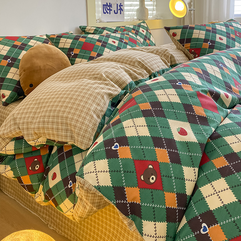 速发床上四件件全棉1床0可爱儿童0品人床笠宿舍三套套