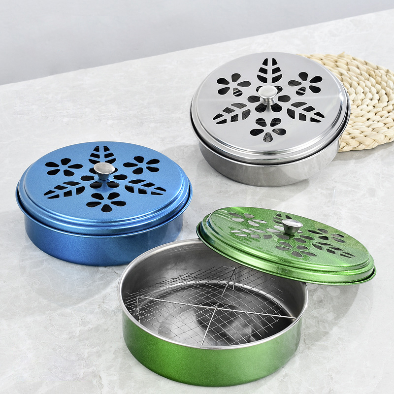 速发不锈钢蚊香盒镂空蚊香托架支盘家用香薰装饰盒防火驱蚊炉檀香