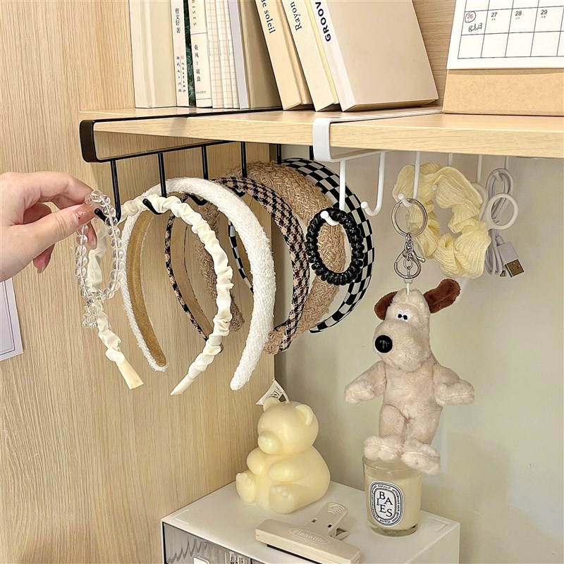 速发宿舍长排挂钩书桌下门后发饰挂架书包挂衣架免打孔杯子收纳架