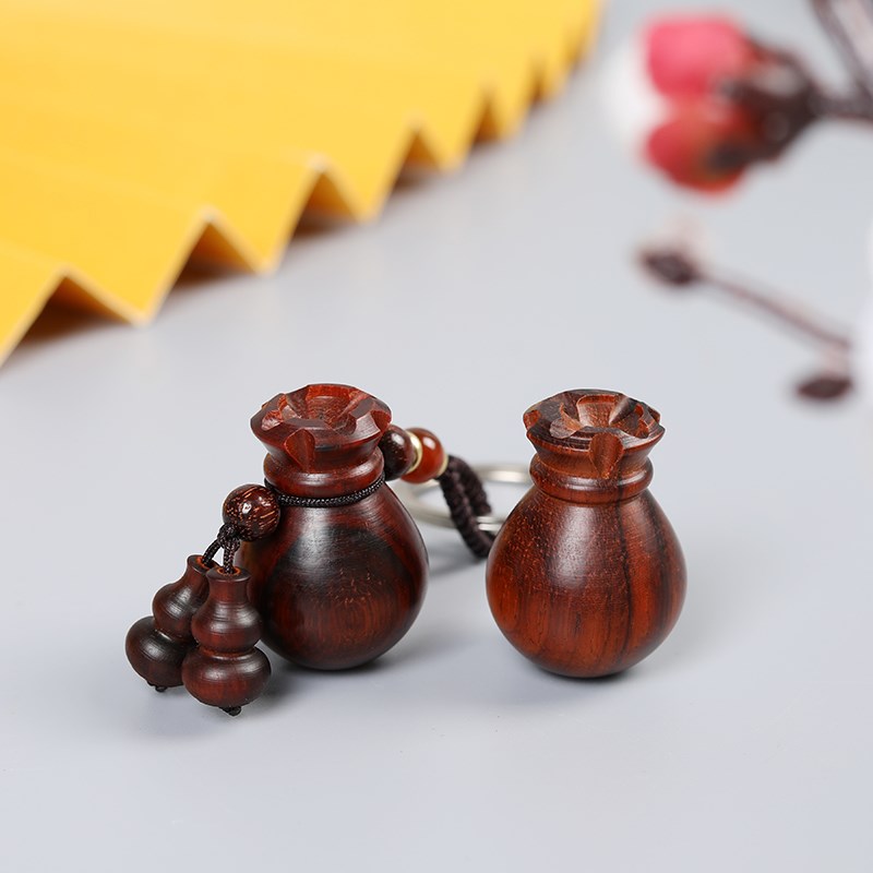 速发紫檀钱袋福袋扣代代有钱葫芦饰品挂件纳福礼品汽车坠
