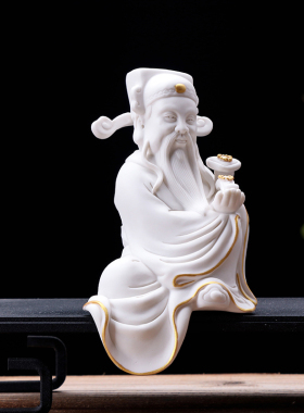 速发精品德化陶瓷手工礼品摆财厅禄寿件神家居客福玄关招财摆件
