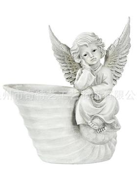 花园装饰天使花缸雕塑庭院创意园林景观树脂工艺品阳台花盆摆件