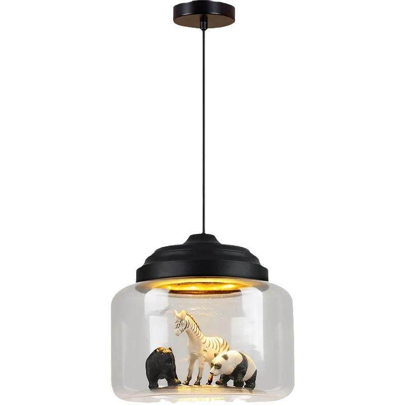 儿童房玻璃吊灯北欧灯具咖啡吧台服装店创意个性卡通动物餐厅吊灯,家装灯饰光源,智能吊灯,淘宝优惠券,粉丝福利购,淘宝优惠卷