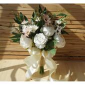 欧美韩式 仿真新娘手捧花假花清新自然唯美婚礼用品献花玫瑰森系