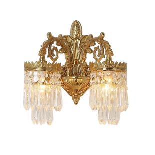 欧式全铜客厅壁灯法式水晶卧室背景墙床头楼梯墙灯镜前过道灯具