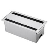 桌面过线盒台面铝合金走线盖办公桌双面开毛刷嵌入式 86面板线孔盖