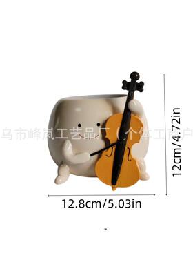 树脂摆件花盆大提琴多肉小花盆北欧花园工艺品饰品阳台园艺树