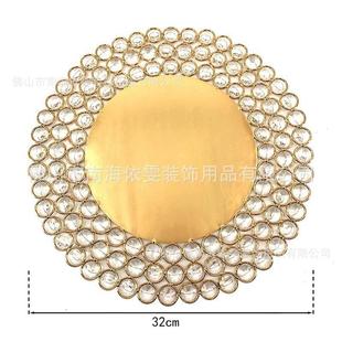 工厂直销电镀金色金属水晶珠碟三层八角珠碟欧美婚礼晚宴餐具摆件