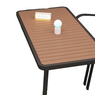 简约户外塑木桌椅组合民宿露营外摆桌子庭院室外防腐防晒铁艺餐桌