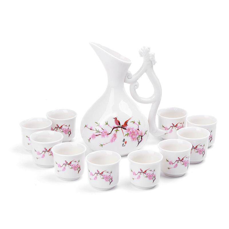 白酒酒具一壶10杯白酒杯分酒器创意复古高档陶瓷酒具套装