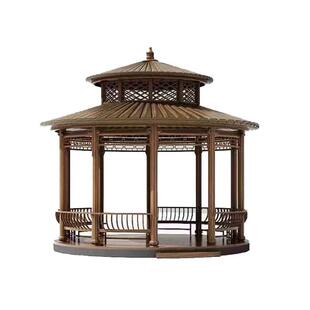 茅草伞蘑菇亭碳化防腐木圆亭庭院阁户外实木亭子六角凉亭别墅